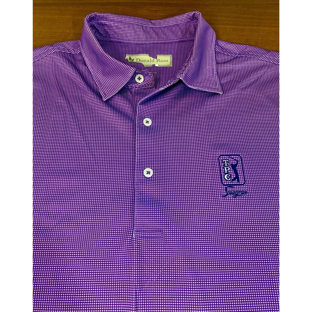 Donald Ross Golf Polo Shirt Mens L TPC Sawgrass Performance Stretch Purple